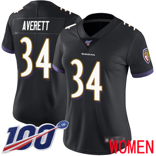 Baltimore Ravens Limited Black Women Anthony Averett Alternate Jersey NFL Football #34 100th Season Vapor Untouchable->women nfl jersey->Women Jersey